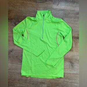 Ralph Lauren RLX Womens Golf 1/4 Zip Long Sleeve Neon Green UPF Shirt Size Small